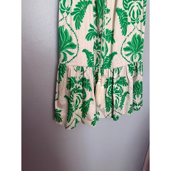 Andres Otalora Floridita tropical green leaf print Midi Dress boho - Picture 8 of 10